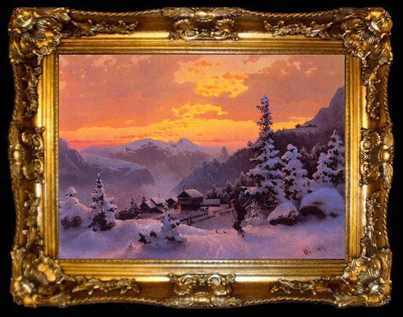 framed  Hans Gude Winter Afternoon, ta009-2